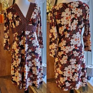 2/$20 Surplice Neck 70's-Style Floral Midi Dress